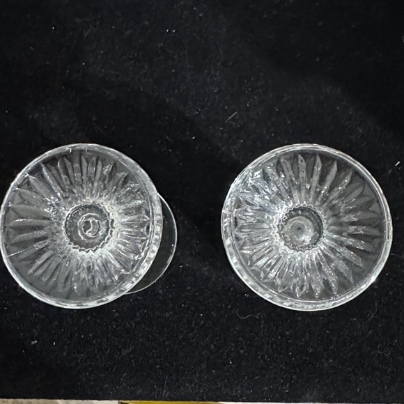 MCM Candlestick Holders Vintage Cut Crystal Glass Clear Pair Set Decor - Picture 3 of 4